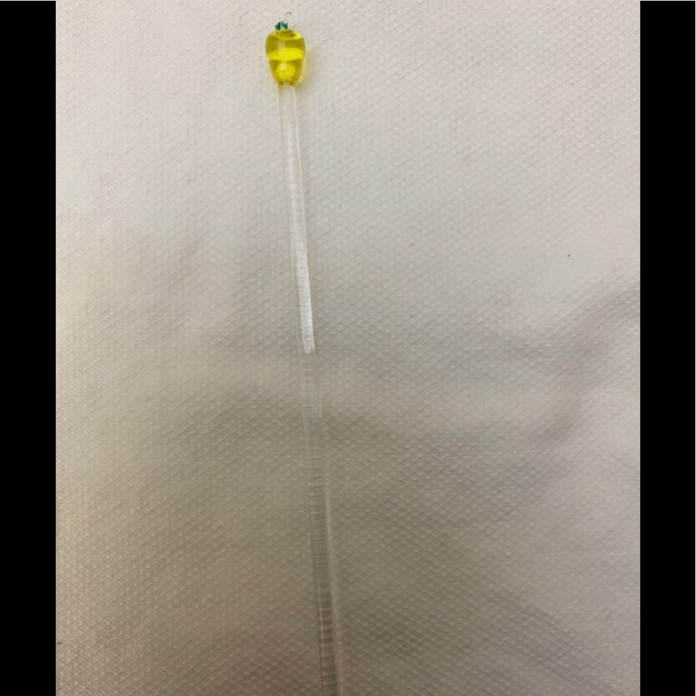 🔵4/$20 “APPLE YELLOW” PH Glass Swizzle Stick Stir NEW